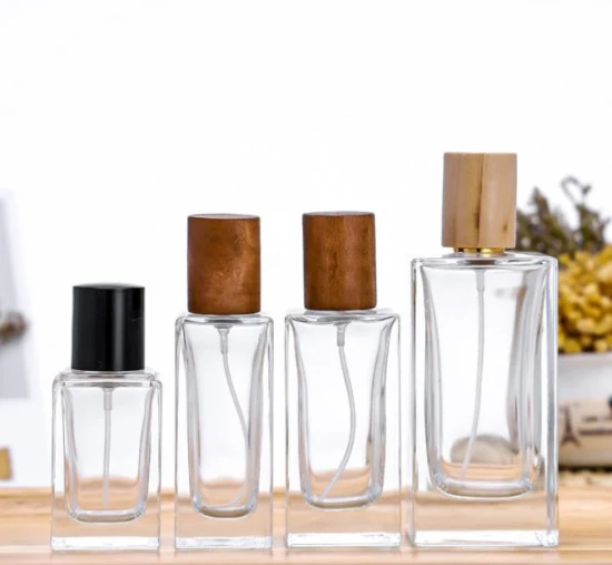 50ml 100ml は正方形の卸売の高級包装空のスプレー ガラスの香水瓶をカスタマイズします